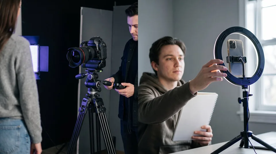 A comparison between high-production YouTube videos and quick, low-cost TikToks.
