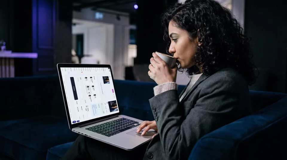 A creative director using the post composer to select multiple social accounts at once.