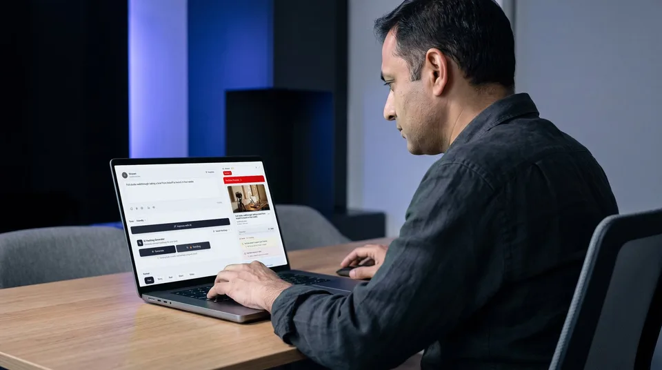 The SchedulifyX YouTube preview screen showing a video handle being configured for a professional profile.