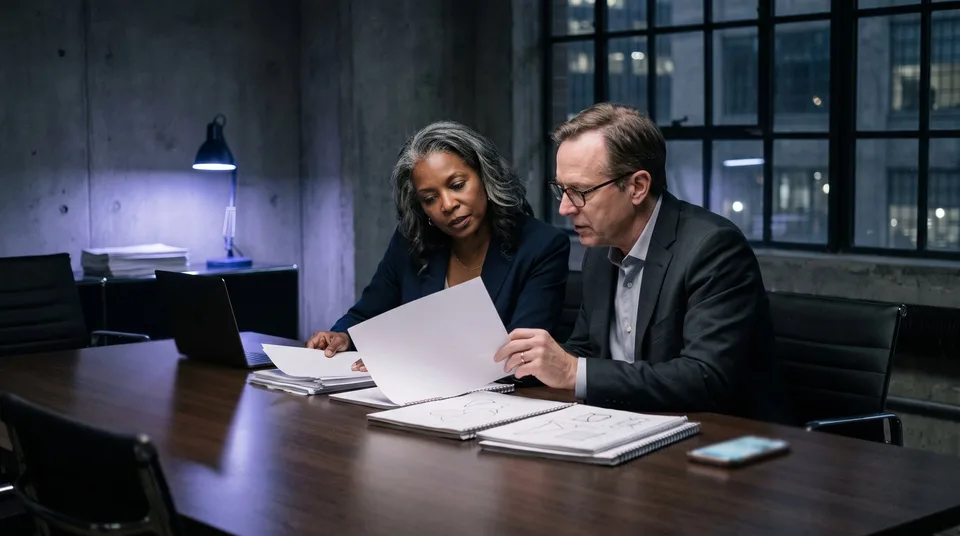 Two specialized agency directors collaborating in a modern office