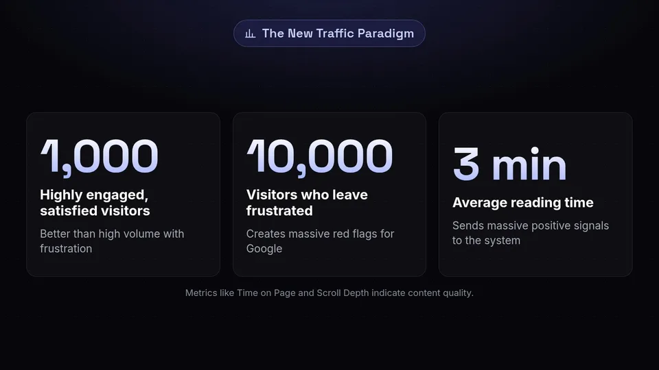 Statistics showing that 1,000 engaged visitors are better than 10,000 frustrated ones.