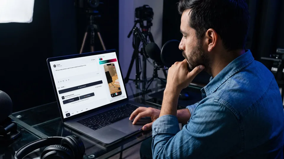A content creator reviews a scheduled TikTok video and caption in the SchedulifyX composer.