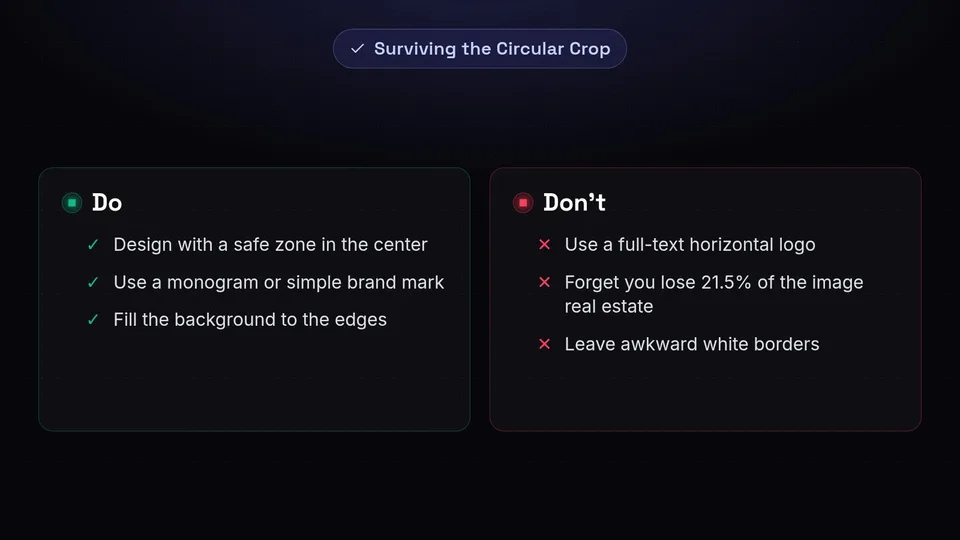 A dos and don'ts checklist for designing profile pictures to survive circular cropping.