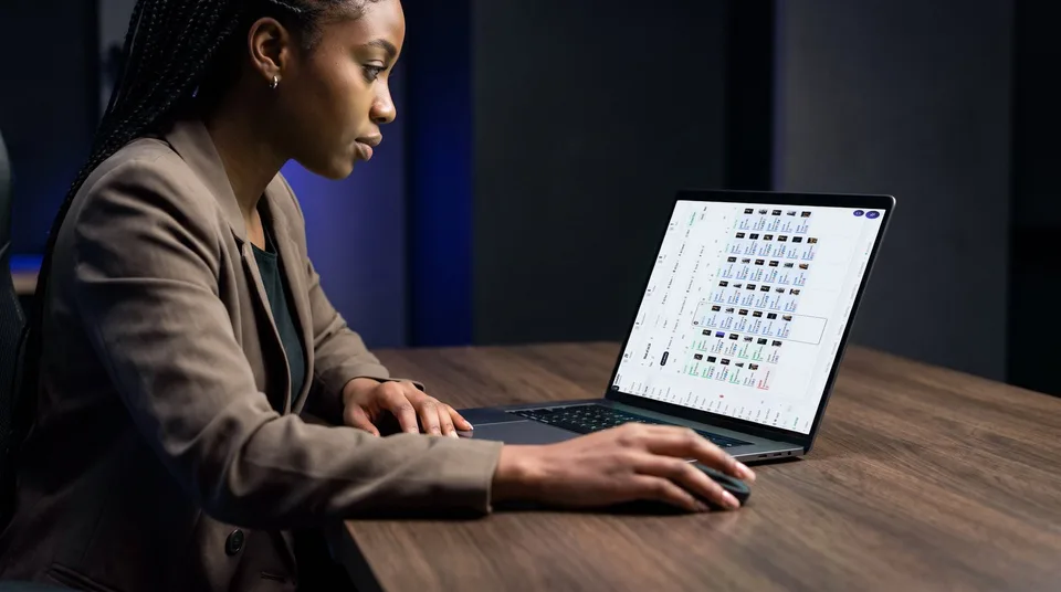 The SchedulifyX weekly calendar on a laptop, demonstrating the drag and drop scheduling interface.
